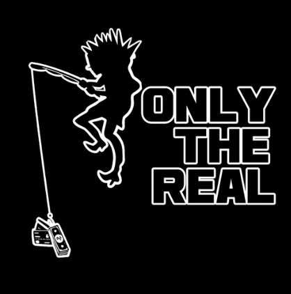 Only The Real illustrated figure logo in monochrome.